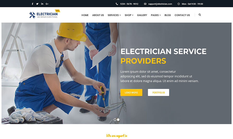 Handyman WordPress teması, lisanslı ve kişiselleştirilmiş elektrikçi web sitesi çözümü