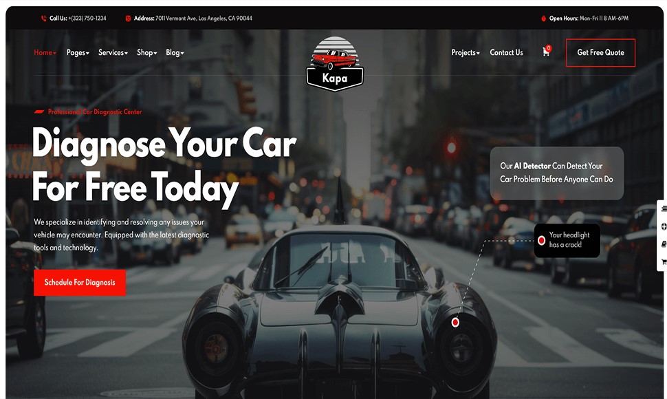 Kapa WordPress teması, lisanslı ve kişiselleştirilmiş oto servis web sitesi çözümü